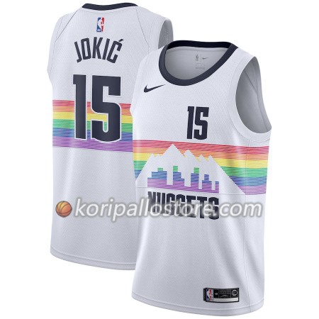 Denver Nuggets Nikola Jokic 15 2018-19 Nike City Edition Valkoinen Miesten Pelipaidat Swingman 